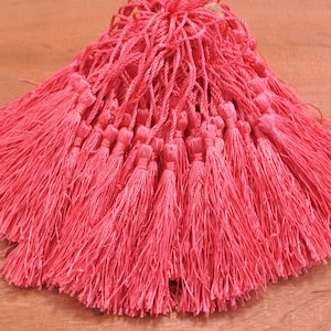 Wholesale 100PCS Coral Rose tassels,silky Mini Tassels,Silk Tassel,Satin Tassel,tassel charms,Tassel supply(about 3.0 inch plus 2 inch cord)