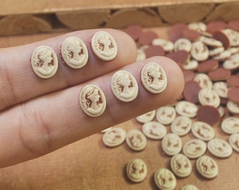 RIGHT Lot of 10 Vintage TINY CAMEOS BLANKS JEWELRY CRAFT FINDINGS Resin Cameos RIGHT Lot of 10 Vintage TINY CAMEOS BLANKS JEWELRY CRAFT FINDINGS Resin Cameos