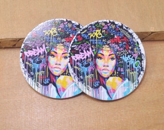 6Pcs DIY Wooden earrings,African earrings Jewelry, Large earrings, Ethnic Jewelry, African woman earrings,Flat Round Wood Earring-60mm-FF38#