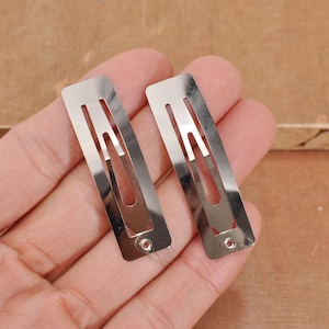 100Pcs 48MM Silver Tone Rectangle Snap Clips,BABY Hair Clips,metal hair snap clip, DIY Hair Bow Supplies