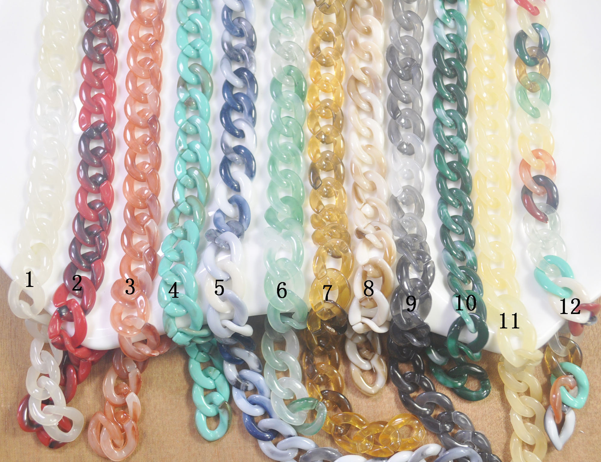 50 Jewelry Plastic Chain Links, Assorted Color Chunky Twist Open Chain  Links 20x29mm 