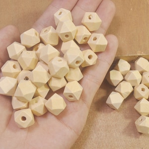Geometric Wooden Beads  - 12mm - Pack of 30Pcs ,Wooden Beads, Unfinish Wooden Beads, Natural Wooden Beads for jewellry