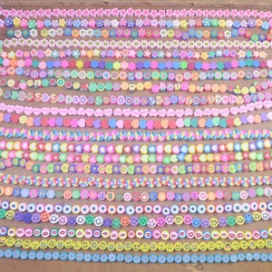 40Pcs,Flower/Fruit/Heart/Round/ Face Emoji Stars/Evil Eye Beads, Polymer Clay Fimo shaped polymer clay beads, jewelry beads