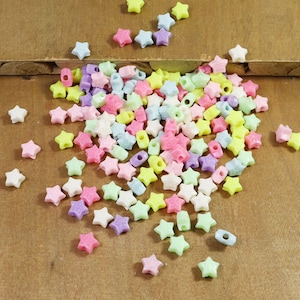 200Pcs Mixed Color Acrylic Beads,Bright Pastel Neon Star Shape Acrylic or Resin Beads, Star beads for jewelry making -- 10x9mm