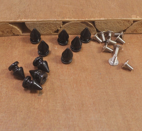 50pcs 8x12mm Black Spikes and Studs for Leather Clothing