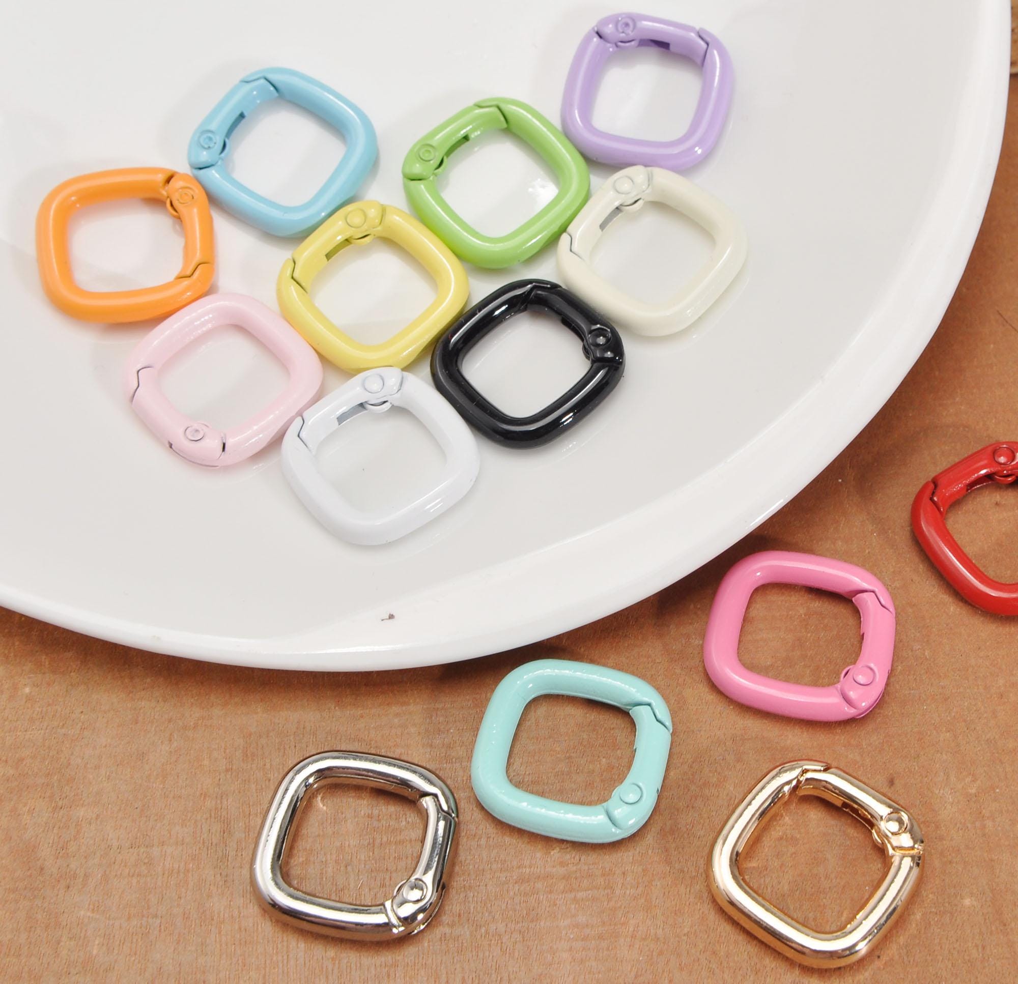 Square Keychain,colorful Square Shape Carabiner Snap Hook Key Ring
