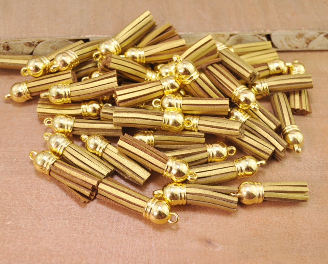 50pcs Faux Leather Tassels38mm1.5 Gold Mini Tassel Etsy