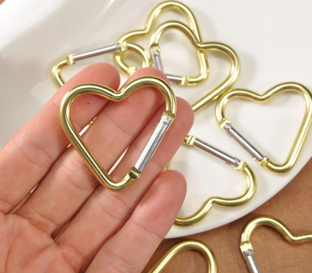 1-50 Gold Heart Carabiner Key Chain，aluminum Carabiner Clips
