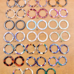 2–100 st. rund ögleberlock i sköldpaddsacetat, 30 mm, örhängeskoppling i acetat, cirkelformat hänge i sköldpaddsmönster, gör-det-själv-smyckestillbehör