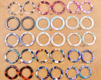 2-100Pcs Tortoise Shell Acetate Round Loop Charm,30mm,Acetate Earring Connector,Tortoiseshell Circle Shaped Pendant，DIY jewelry supply