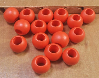 50Pcs 20mm Orange Red Round Wooden Bead, 9mm Hole wood Beads, Wood Macrame Beads,Lightweight Wood Beads, Jewelry Making Beading Supplies