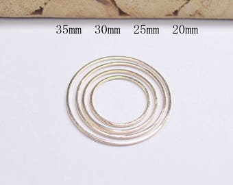 20pcs 20mm 25mm 30mm 35mm 40mm KC Gold Plated Circle Rings,Flat Round Brass Tube Circles Supplies, Connectors, Geometric jewelry Supplies