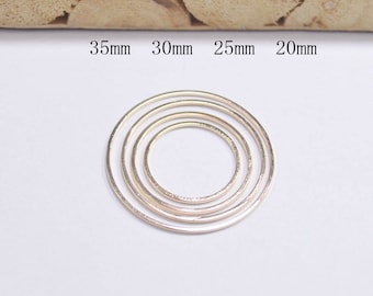 20pcs 20mm 25mm 30mm 35mm 40mm KC Gold Plated Circle Rings,Flat Round Brass Tube Circles Supplies, Connectors, Geometric jewelry Supplies