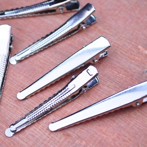 50PCS--47x7mm Silver plated flat metal hair alligator clip,Alligator Clip,Hair Clip, Hair Bow, Set of Clips, Crafting Supplies