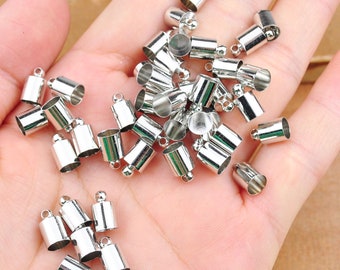 Eindkapjes -100 stks Gerhodineerd messing Eindkapje, kwastje Leer Koorduiteinde Knijpkapje Kralen Kapjes voor doe-het-zelf Sieraden maken van benodigdheden 10 x 6 mm