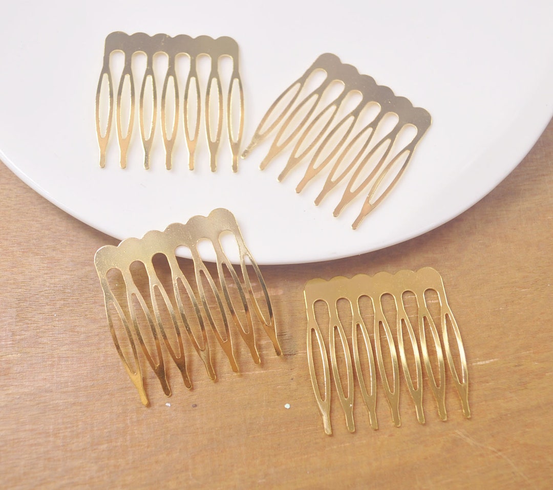 50pcs 8 Teeth Gold Metal Hair Combs, Gold Plated Comb Findings,gold ...
