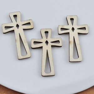 50Pcs/pack Wood Cross Pendant,Natural Wood Cross,Easter Crafts,Wooden Cross Charm,Cross Beads for Jewelry Making Beading Supplies，43x27mm