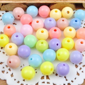 100/500 stuks ronde kralen van 12 mm, acrylkauwgomballenkralen, pastelkleur ronde afstandskralen, afstandskralen, kleine plastic ronde gladde kraal.