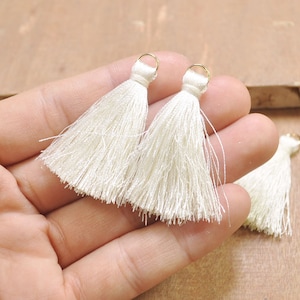 20Pcs 40mm beige Tassel with Gold Jump Rings, Silk Tassel,Tassel, Tassel for Jewelry,Silky Tassel,Tassel Necklace,Tassel Earring 19#