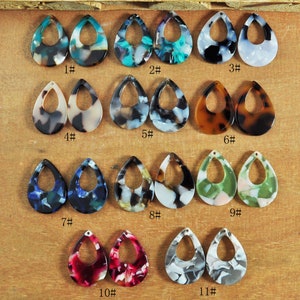 2-100pcs Colorful Tortoise Shell Acetate Small Teardrop Shape Charm Pendants,Acetate Craft Earring Components,Necklace findings,24x17mm