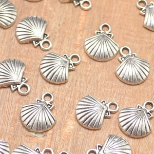 30pcs of Antique Silver Seashell Charms/Starfish Seashell pendants/shell charm/beach jewelry--14x12mm
