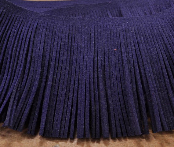 78mm wide Navy Blue suede leather fringes, for costume fringes,3.3ft,fringed trim faux suede,leather fringes ,Indian fringes,tassel pendant