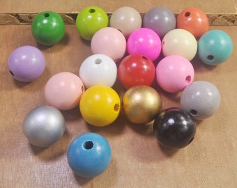 10pcs Large Mixed Color Round Wood Beads,30mm round wooden bead,necklace bead.bracelet bead,ECO wood craft.
