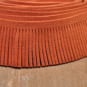 Tropical orange Faux Suede Leather Fringe Trim,Tassel Trimming Ribbon,30mm wide,Boho,Cowboy Costume,Sewing Crafts,Neotrims,Shoes