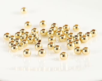 20-1000 pièces de perles rondes en or 18 carats, 5 mm de perles en or 18 carats, perle d'espacement, perles d'or pour bracelet et collier de bijoux DIY