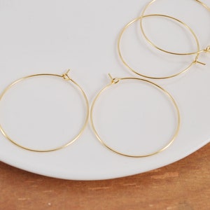 50Pcs 18k Gold Plated Earring Hoops, 15/20/25/30/35/40/45/50mm Circle earrings, Round Earring Hoop ,Earring Wires, Jewelry Making image 8