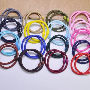 50pcs Mini ponytail holders,Mixed Color ponytail elastics cord with plastic ties,hair elastics,4mm thick hair ties，pigtail holders.