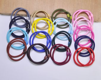 50pcs Mini ponytail holders,Mixed Color ponytail elastics cord with plastic ties,hair elastics,4mm thick hair ties，pigtail holders.