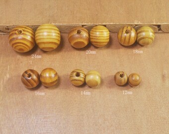 Pine wood beads, Dyed Brown wood round beads 24/20/18/16/14/12 mm, Wooden beads, Beads for Jewellery Making,Jewelry beads