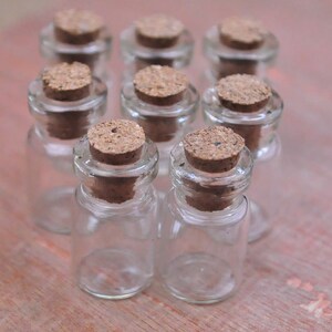 10pc Glass Bottles,Empty Glass Vials.Mini Glass Bottles.Glass Vials With Cork.Tiny Bottle.Small Glass Jar.Small Cork.Bottles pendant-24x13mm image 2