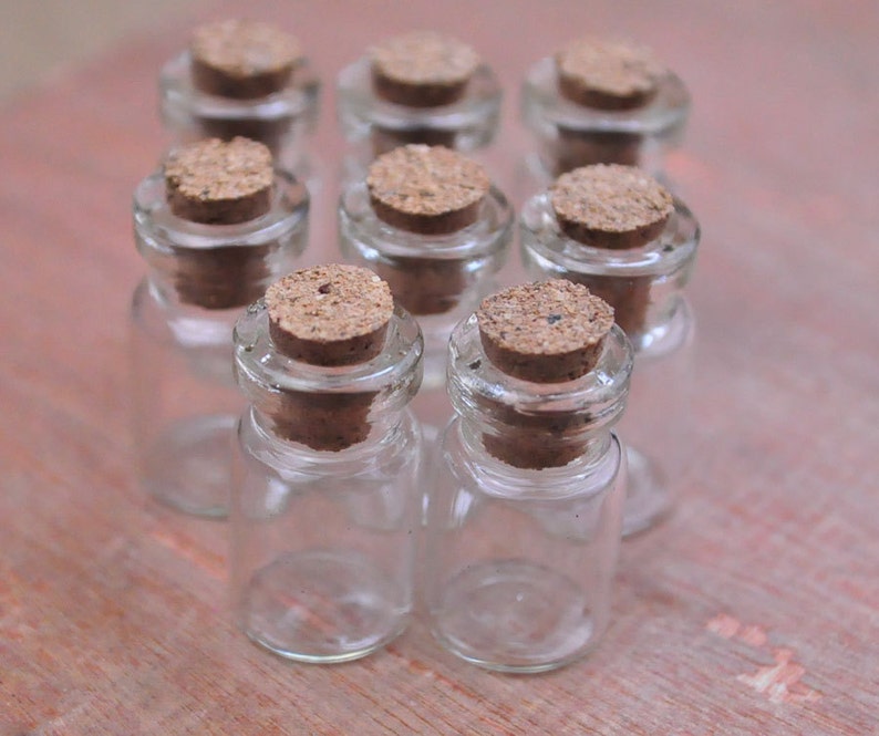 10pc Glass Bottles,Empty Glass Vials.Mini Glass Bottles.Glass Vials With Cork.Tiny Bottle.Small Glass Jar.Small Cork.Bottles pendant-24x13mm image 2