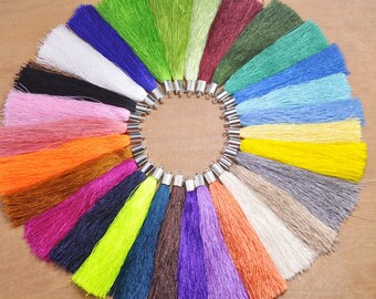 20pcs 95mm Silk tassels,Mixed Color Silky fringe tassels with silver caps Tassles earrings/necklace/keychain Jewelry making tassels craft,