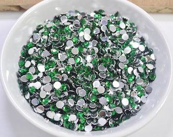 1000 pezzi di strass verdi, strass rotondi in acrilico, sfaccettati, retro piatto, strass cabochon verdi da 5 mm, strass in resina, RZ15G