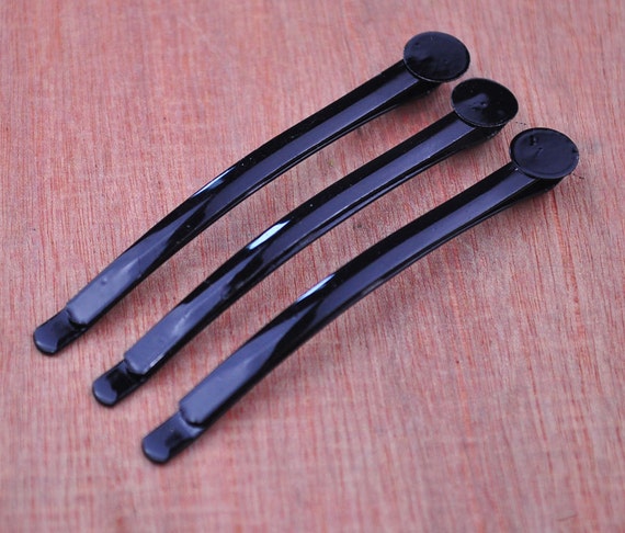 Buy 50PCS Black Stone Metal Bobby Pins With 8mm Round Pad,hair