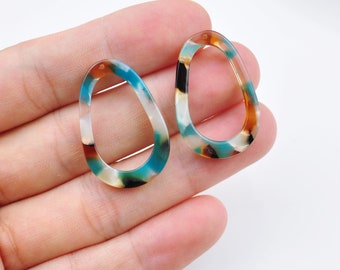 2-100Pcs Acetate Acrylic Geometric Earring,Drop Tortoise Shell Charms,Oval Shaped Pendant,Jewelry blank Findings,DIY,31x20mm