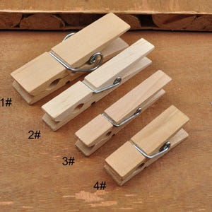 Set of 10,wood clothespins, Wooden, Natural, DIY Projects, Photo Clips, Scrapbooking, Party Decorations,Wooden Clips for Crafts,6 Sizes