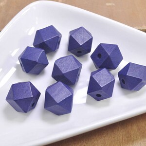 100Pcs Geometric Natural Wood Beads, Navy blue, Polygonal 20mm Hand painted Beads, hexagon wooden beads,jewelry wood bead supply - FF3798