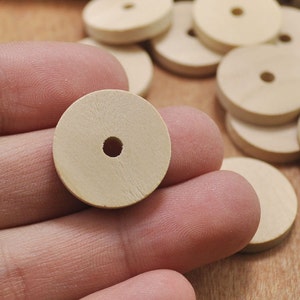 20pcs Flat Round Natural Wooden Bead Flat Cylinder Unfinished Round Wood Bead Center Hole--20mm.