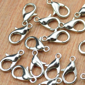 wholesale 1000pcs 12mm White K Lobster Clasp metal Clasp Connector Finding,Necklace Bracelet Clasps Closure Findings, Lobster Clasps Claw.