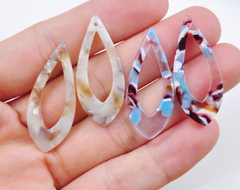 2-100 colgantes de acetato con forma de lágrima de carey, gota de agua, componentes para pendientes, collares y joyería.