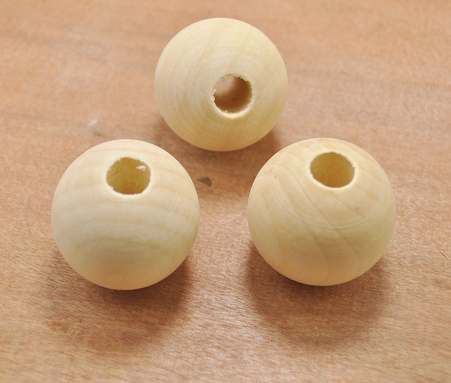 Giant Round Wood Beads Unfinished 50mm 2 Inch Large Hole 1 Piece