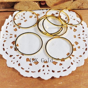 10-100pcs 18K Gold Round Link Charms 25mm, 18K Gold plated Brass Ring Loops, Circle Connectors，Round Cut Tube Circles Supplies