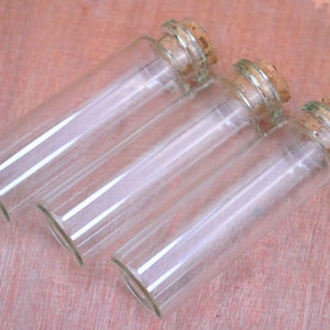 Glass Bottles 50pcs clear glass bottles with corks,Glass Jar Vial Charm Pendants,Empty Glass Vials,Small Glass Jar--70x22mm.