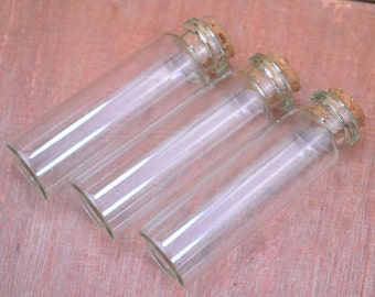 Glass Bottles 50pcs clear glass bottles with corks,Glass Jar Vial Charm Pendants,Empty Glass Vials,Small Glass Jar--70x22mm.