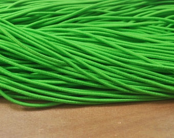 Green Elastic Cord,2.5mm Green Elastic Cord,Elastic round Rope Trim Bracelet, Nylon Exterior Rubber Interior-5yards/10yards/50yards