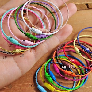 Llavero con cable a granel de 20 colores, 1-100 piezas de anillos de alambre de acero inoxidable recubiertos de color, soporte para etiquetas, anillos para etiquetas de equipaje, anillo para bolsa de 6 "de largo